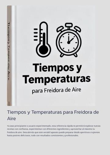 Tapa del bono Tiempos y temperaturas ideales